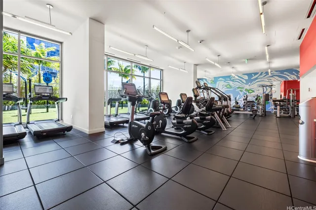 a view of a room with gym equipment