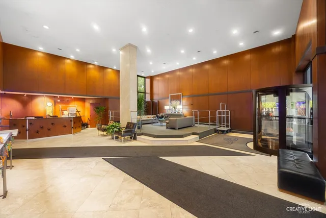 a large room with gym equipment