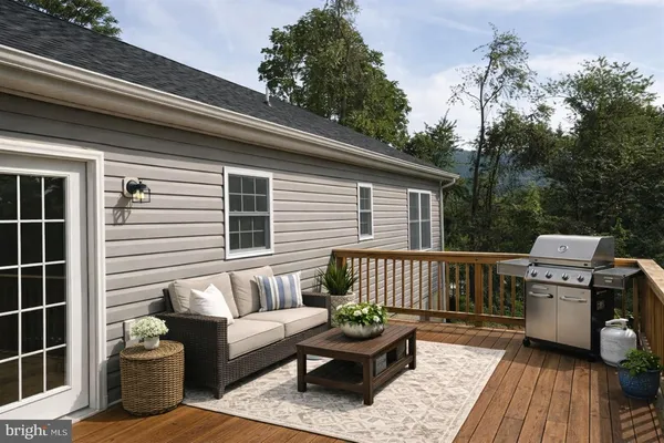 a view of a patio on the deck
