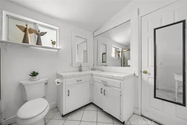 a bathroom with a toilet a sink and mirror