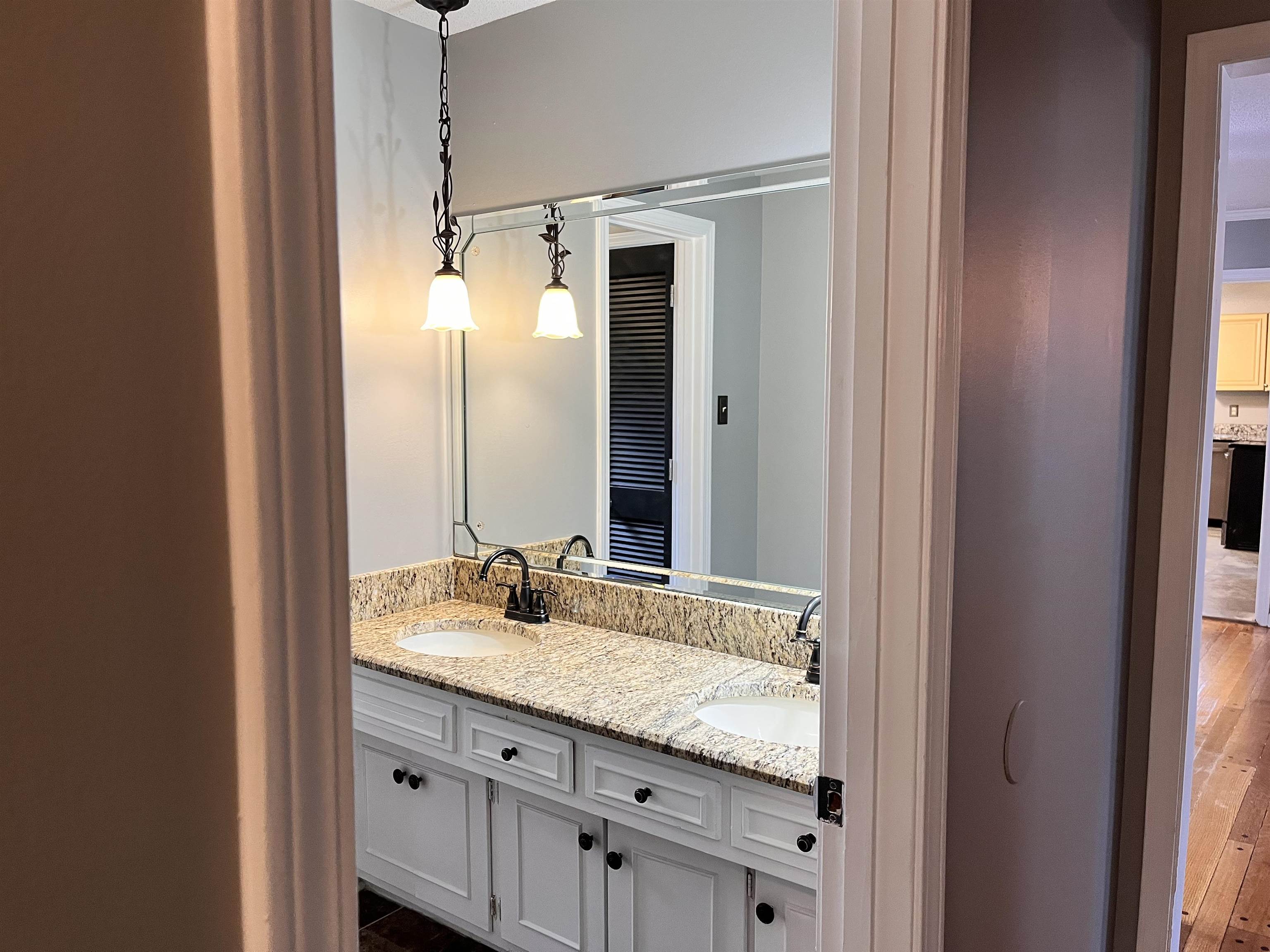 4282 Millbranch Road Memphis, TN 38116 - Photo 13 of 28 Bathroom featuring double vanity and wood finished floors