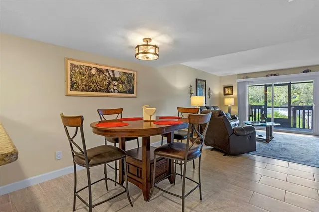 a view of a dining room with furniture a couch and wooden floor