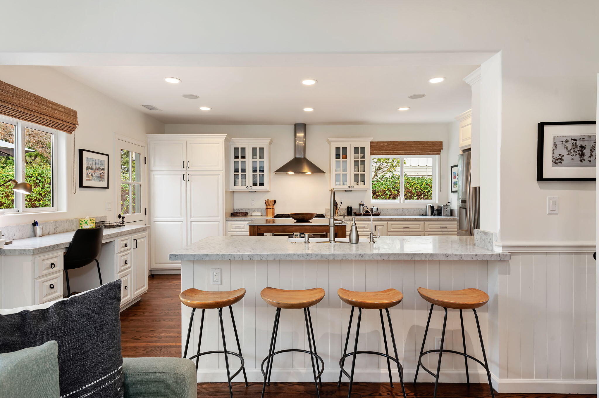 3020 Puesta Del Sol Santa Barbara, CA 93105 - Photo 11 of 33 a kitchen with stainless steel appliances granite countertop a stove a sink and a chair