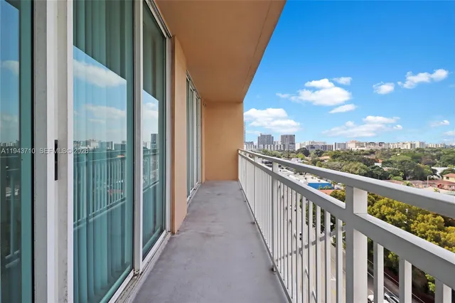 a view of a city from a balcony