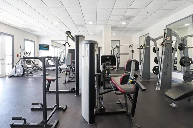 a view of a room with gym equipment