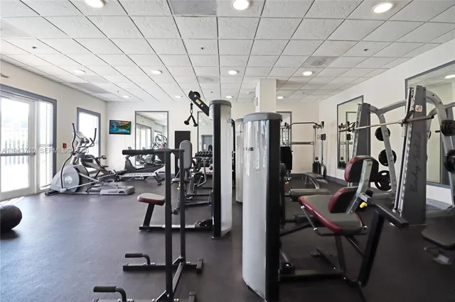 a view of a room with gym equipment