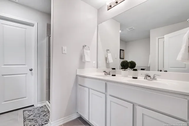 a bathroom with a bathtub