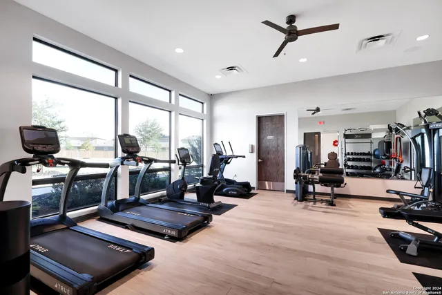a view of a room with gym equipment