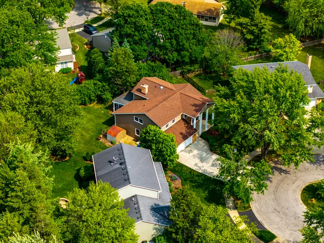 an aerial view of a house
