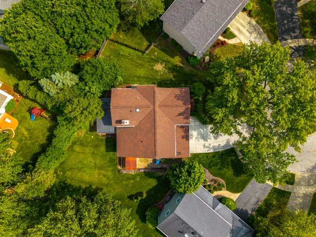 an aerial view of a house