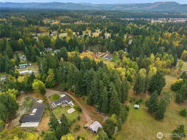 a view of a city with mountain