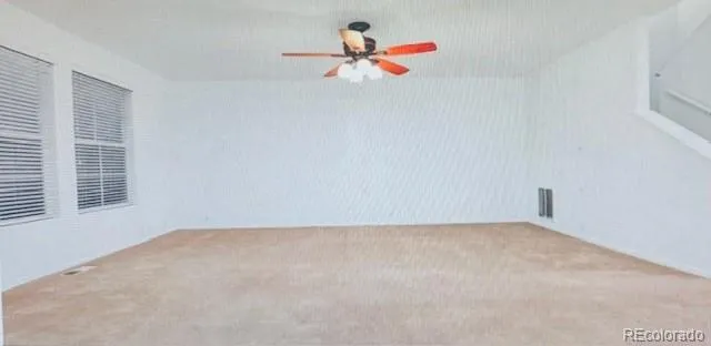 a view of a room with a window