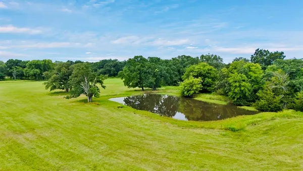 a view of a big yard with large trees