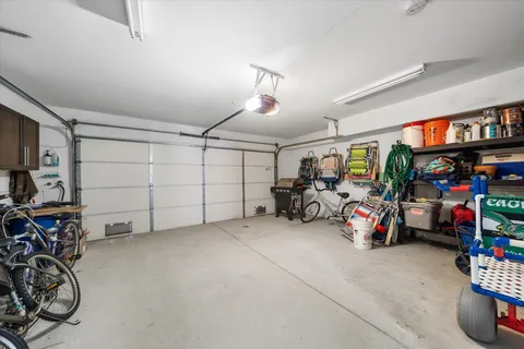 a view of a garage with a bike and garage