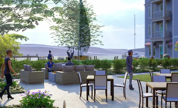 a patio with table and chairs