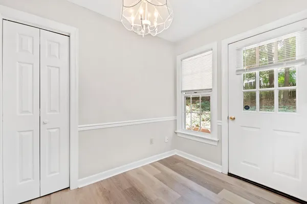 an empty room with windows