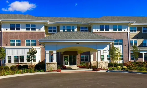 a front view of a building