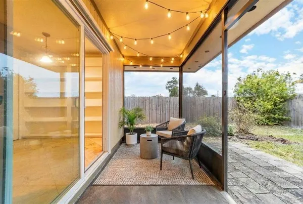 a outdoor view with a sitting space
