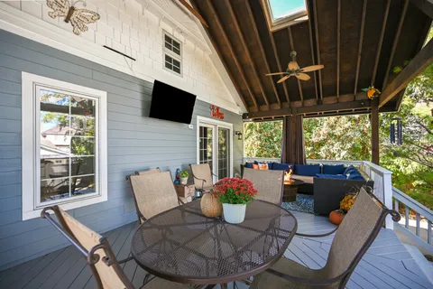 a outdoor view with a sitting space