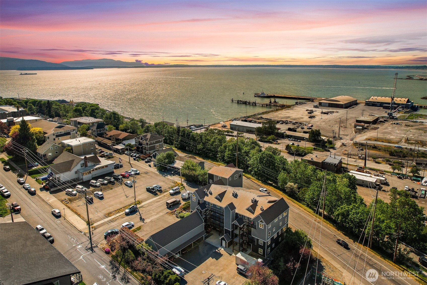 a view of city and ocean