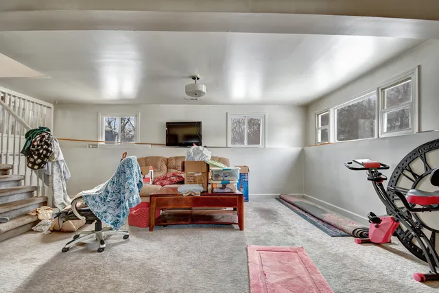 a view of a room with gym equipment