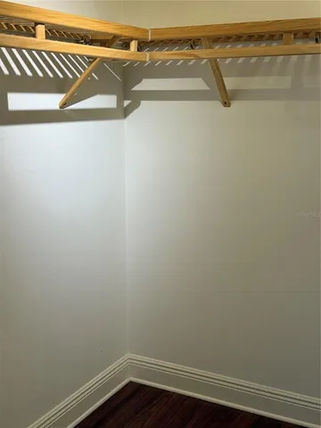 a view of a room with racks on the wall