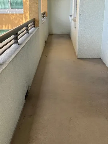 a view of a room with racks on the wall