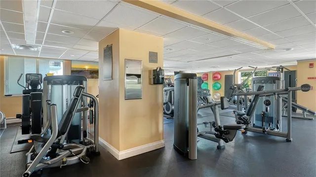 a view of a room with gym equipment