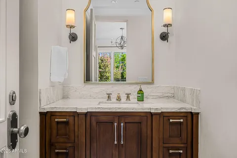 a view of a park with large trees