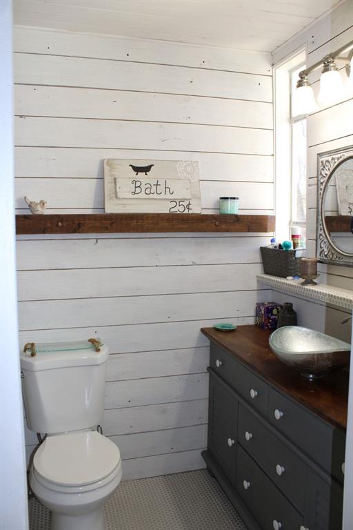 2629 Fox Point Road Quinlan, TX 75474 - Photo 17 of 30 a bathroom with a toilet a sink and a window