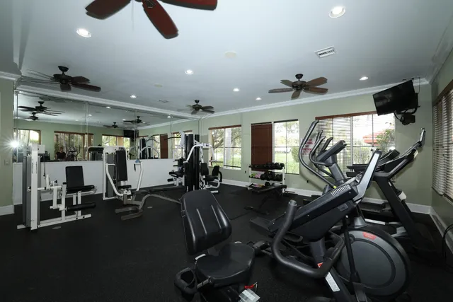 a view of a room with gym equipment