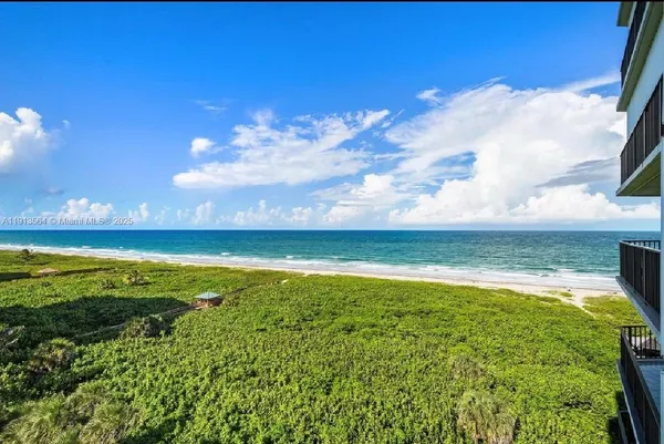 a view of an ocean from a yard