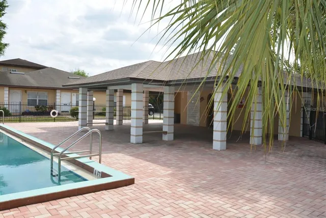 a view of a house with a patio