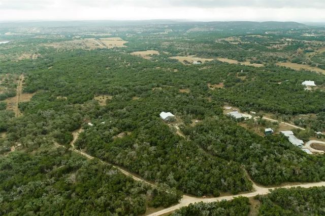 a view of a city with lush green forest
