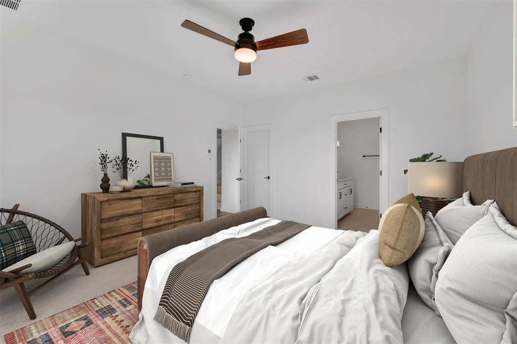 175 Summer Rain Way Newark, TX 76071 - Photo 16 of 39 a bedroom with a bed and a chandelier