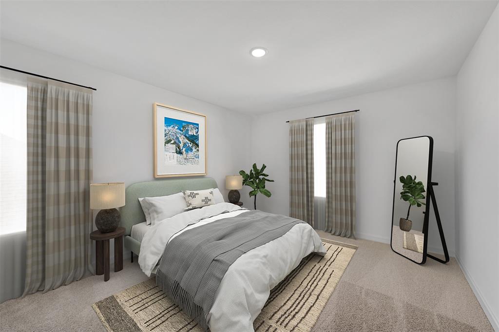 175 Summer Rain Way Newark, TX 76071 - Photo 20 of 39 a bedroom with a bed and a chandelier