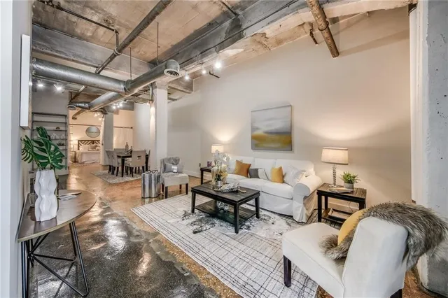 a living room with furniture