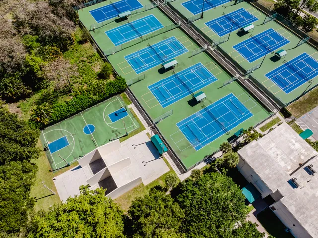 a view of a lake with a houses