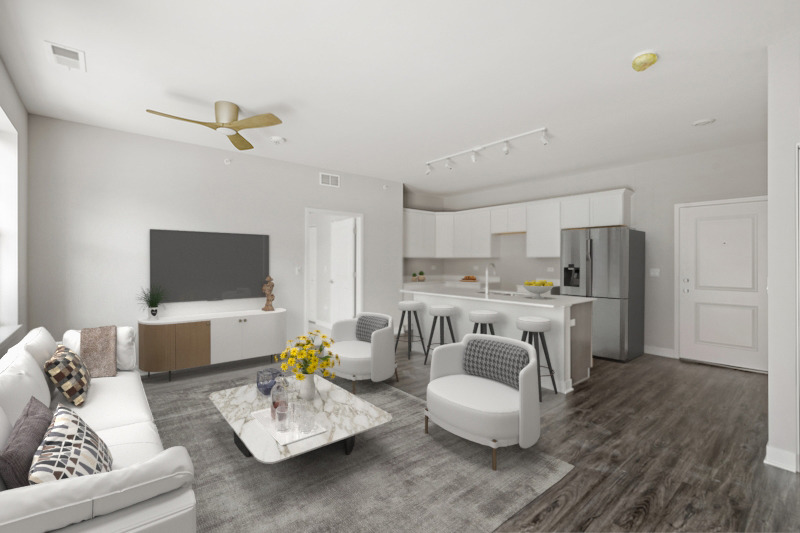 401 Haber Road, Unit 203 Cary, IL 60013 - Photo 2 of 6 a living room with furniture and a flat screen tv