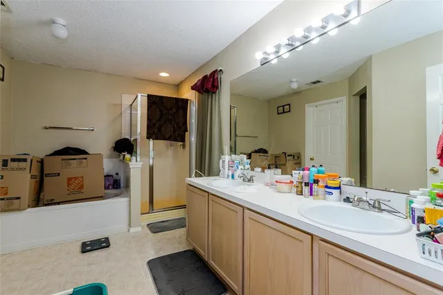 a bathroom with a sink double vanity