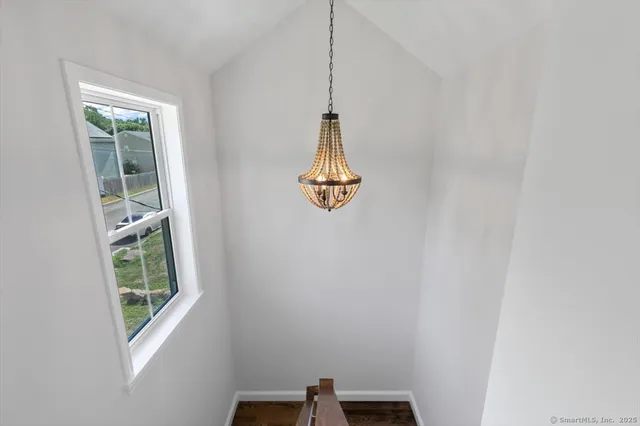 a view of a room with a window