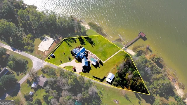 an aerial view of a house
