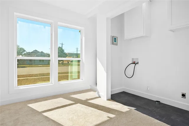 a view of a room with a window