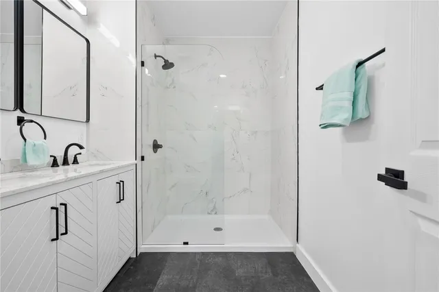 a bathroom with a shower