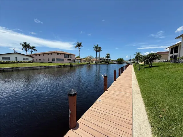 a view of a lake with a mountain in the background
