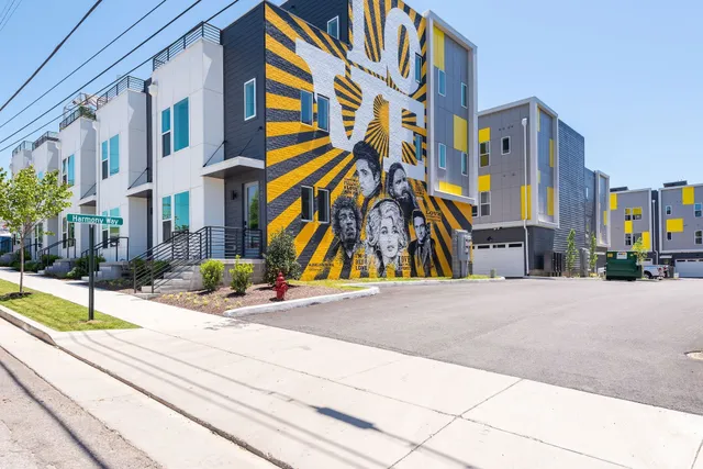 a view of buildings and street