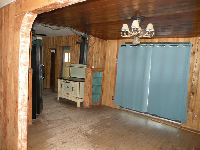 a view of kitchen and chandelier