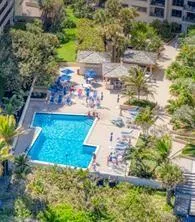 a view of ocean and building