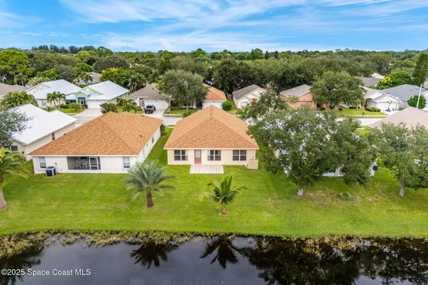 an aerial view of a house