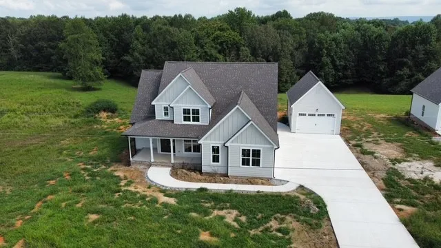 an aerial view of a house
